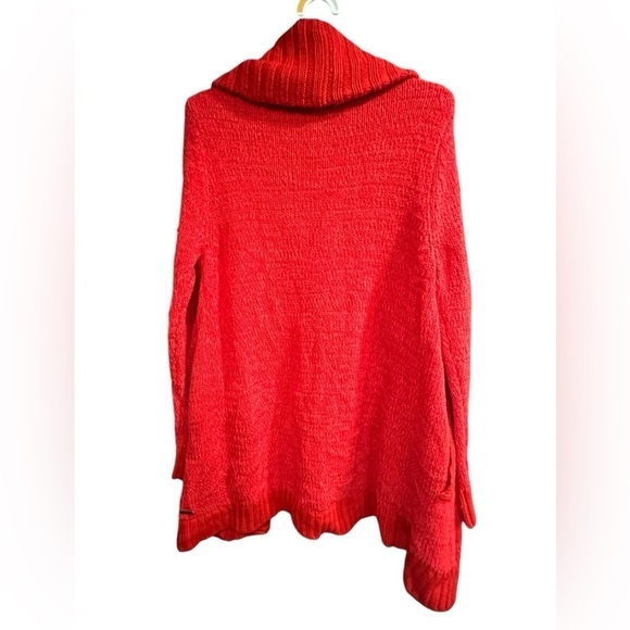 Eddie Bauer Lounge Womens Cardigan Sweater S Red Long Chunky oversized Holiday - Picture 2 of 8